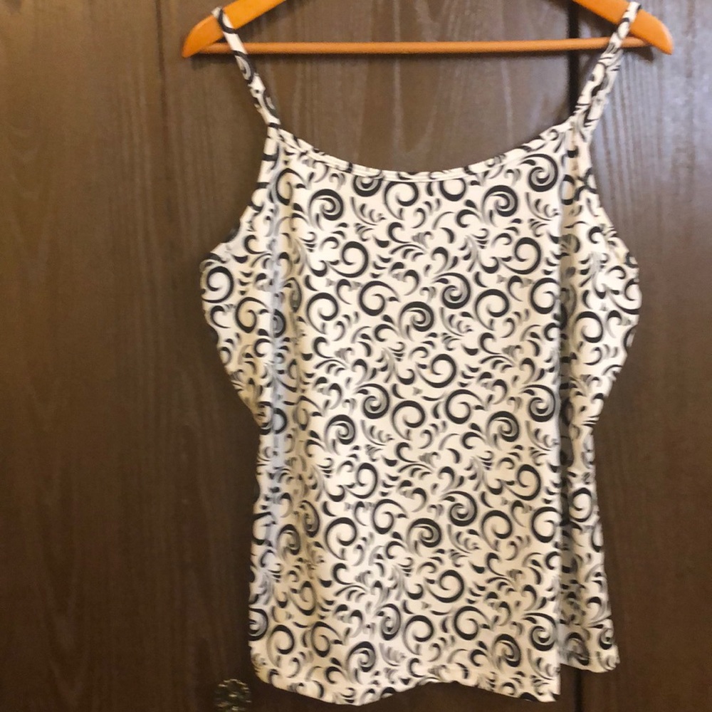 LANE BRYANT SIZE 14/16W - White/Black Adjustable Spaghetti Strap Cami Tank #190